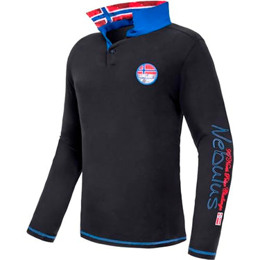 Nebulus Herren Langarm Polo Second, Shirt, Sweatshirt, Polo, schwarz - im Sale